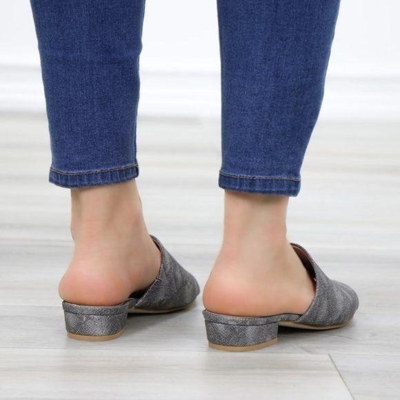 Slip On Loafer Metallic Black Spring Sandal - Picture 7 of 11